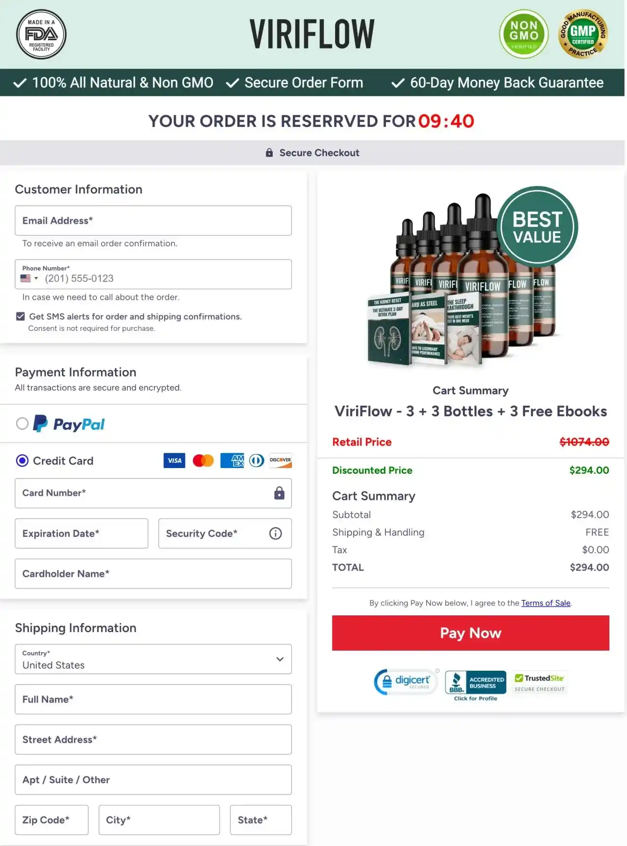 ViriFlow Secure Checkout Page